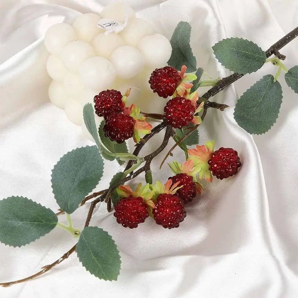 Raspberry Artificial Berry Branches – Faux Fruit Floral Decor