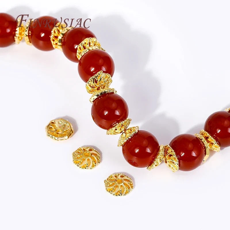 6mm 18K Gold Plated Flower Bead End Caps – Brass DIY Jewelry