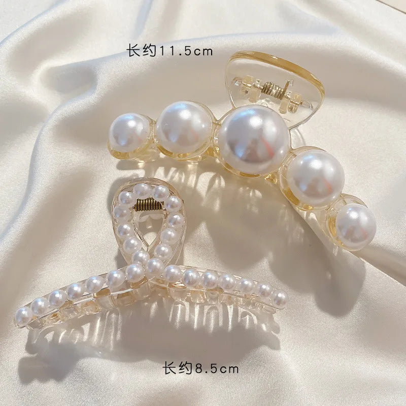 Pearl Hair Claw Clips for Women – Large Korean Shark Barrette