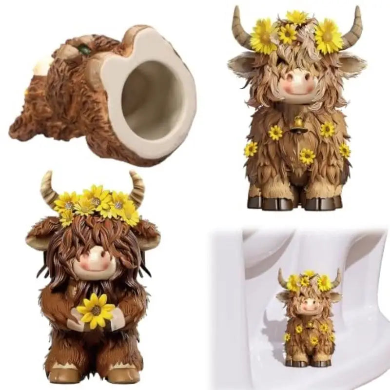 Resin Highland Cow Figurine Set – Sunflower Farmhouse Decor
