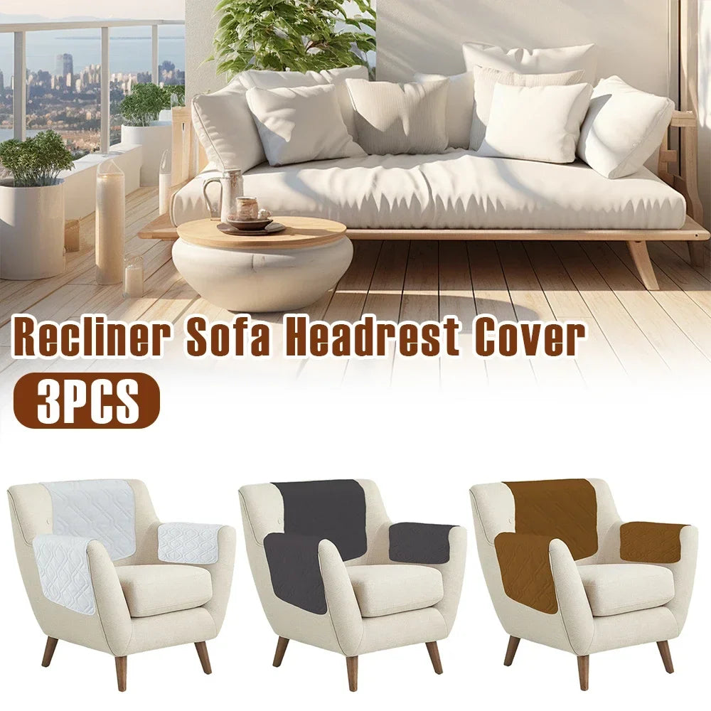 3-Pack Sofa Headrest & Arm Protector Covers – Polyester 57x38cm