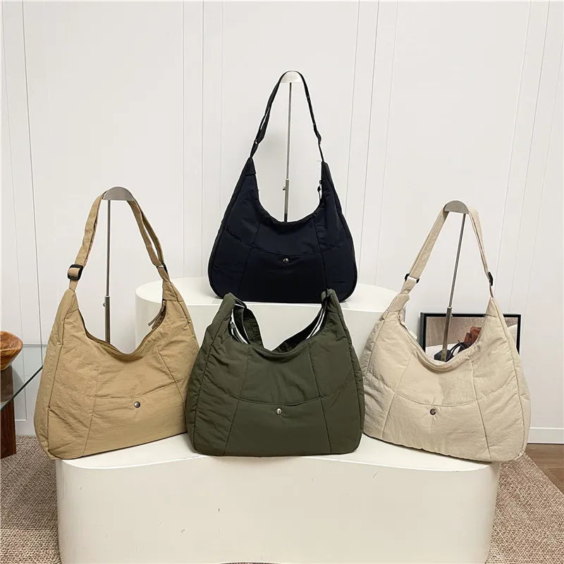 Large Pleated Crossbody Bag – Japanese Style Shoulder Tote