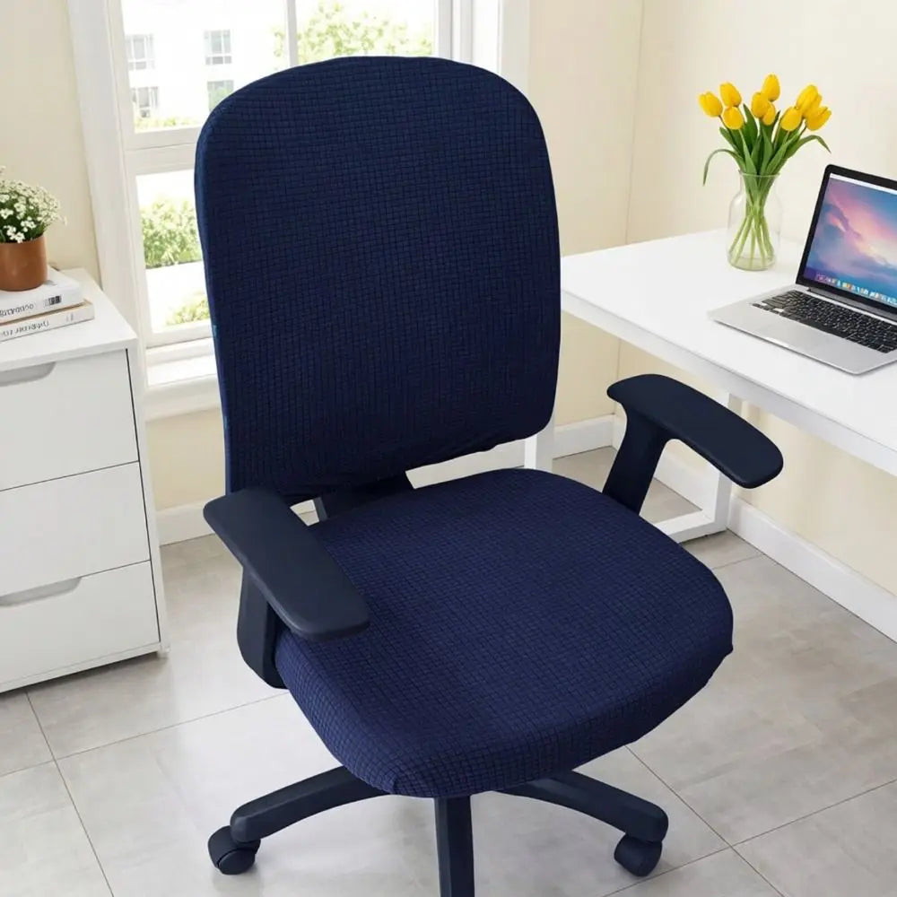 Elastic Waffle Texture Office Chair Back Cover – Breathable