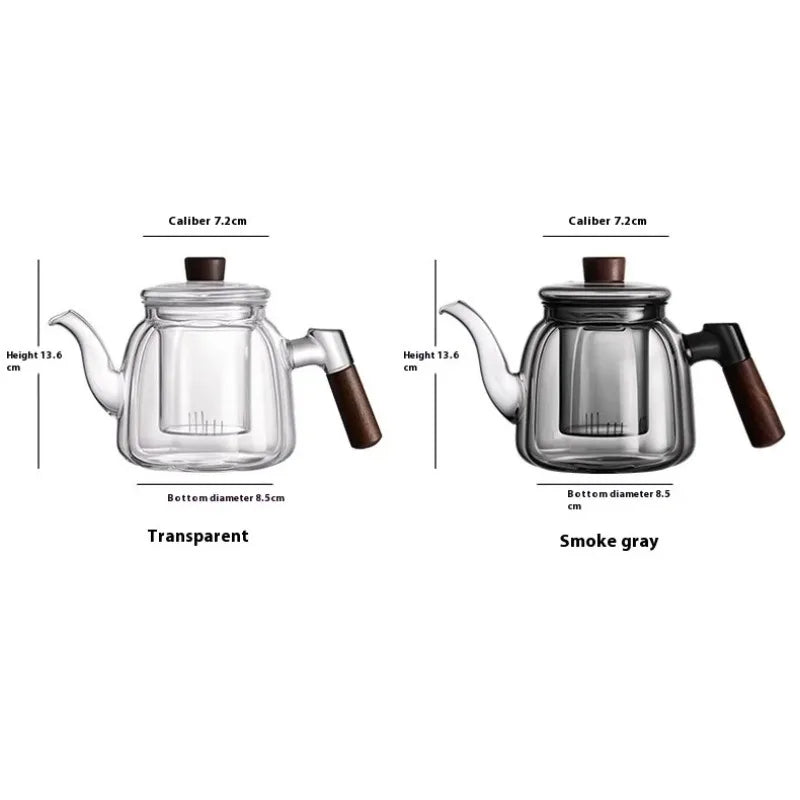 Glass Tea Pot with Pull-Filter – Heat-Resistant Brewing Kettle