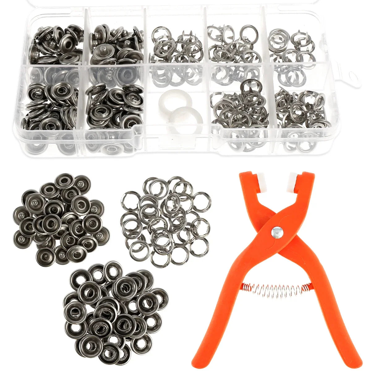 Snap Button Kit 200pcs with Manual Pliers – Stainless Steel Studs