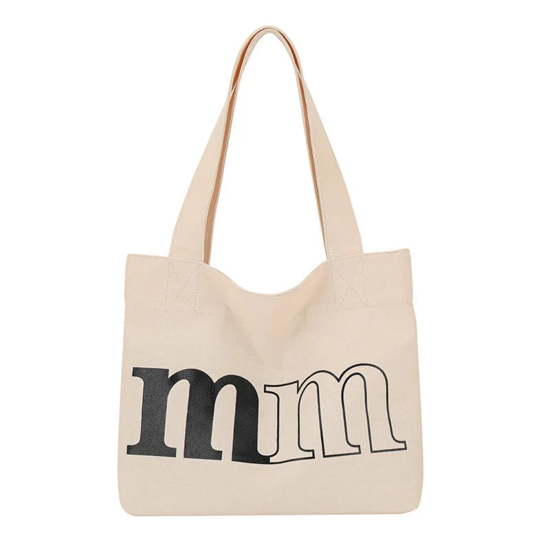 Women's Canvas Letter Shoulder Bag – Large Capacity Tote
