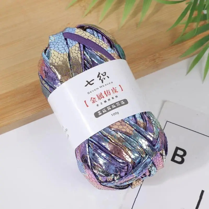 Cracked Metallic Flat Yarn 100g – Holographic Crochet & Knit Yarn