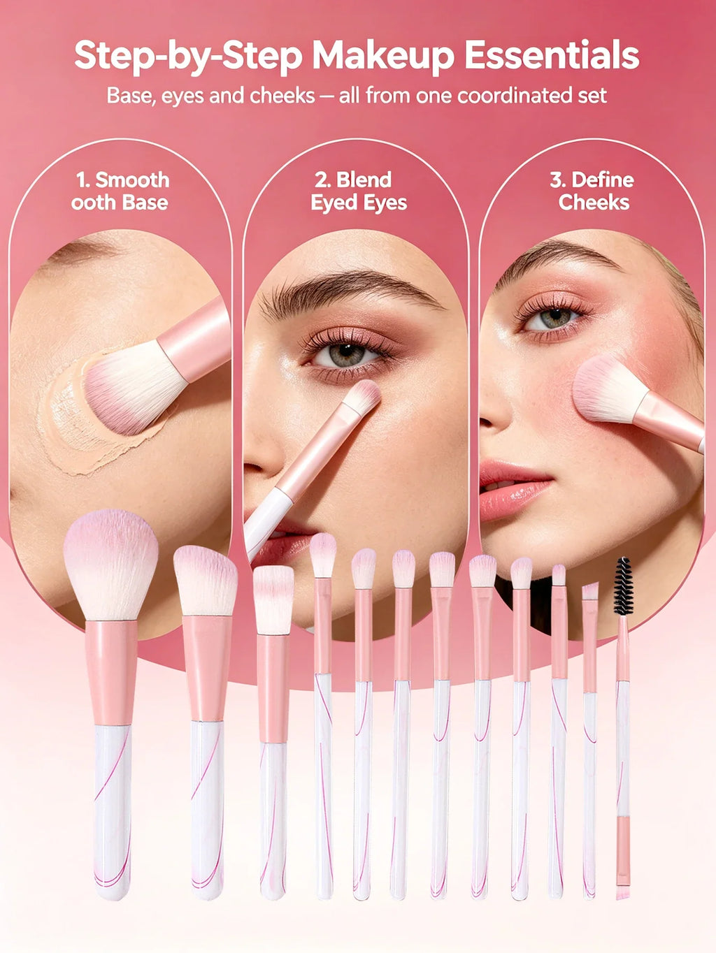 16-Piece Professional Makeup Brush Set with Dual-Use Sponge