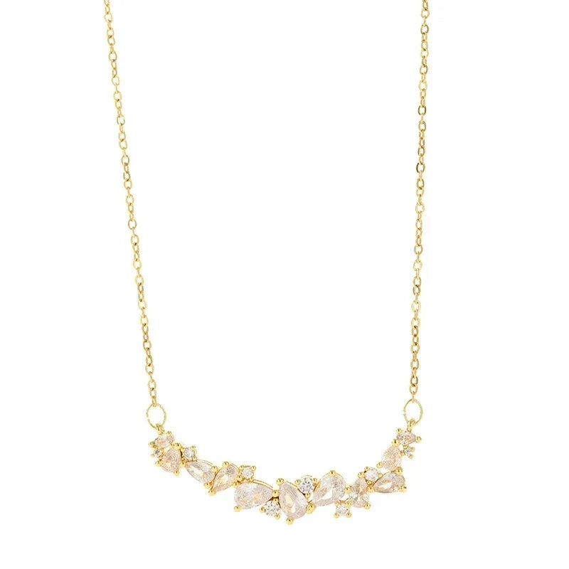 Zircon Copper Pendant Necklace for Women | Gold Clavicle Chain