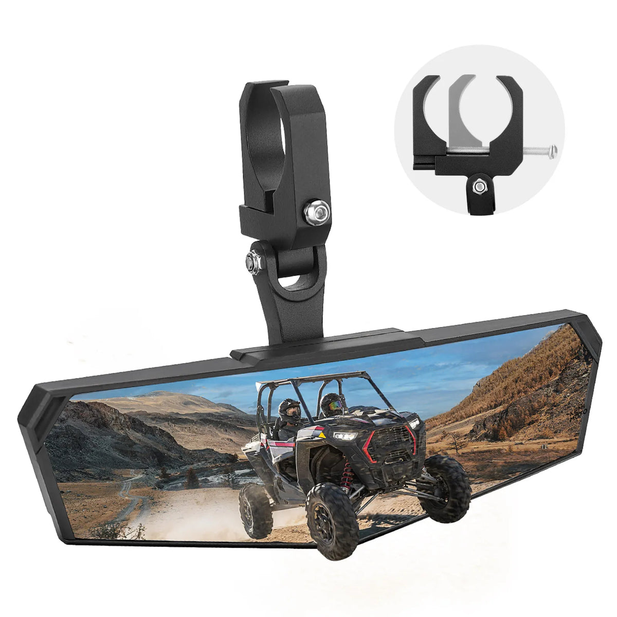 UTV Center Rear View Mirror – 360° Adjustable Aluminum Clamp