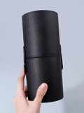 Litchi Leather Makeup Brush Holder – Large Cylinder Storage