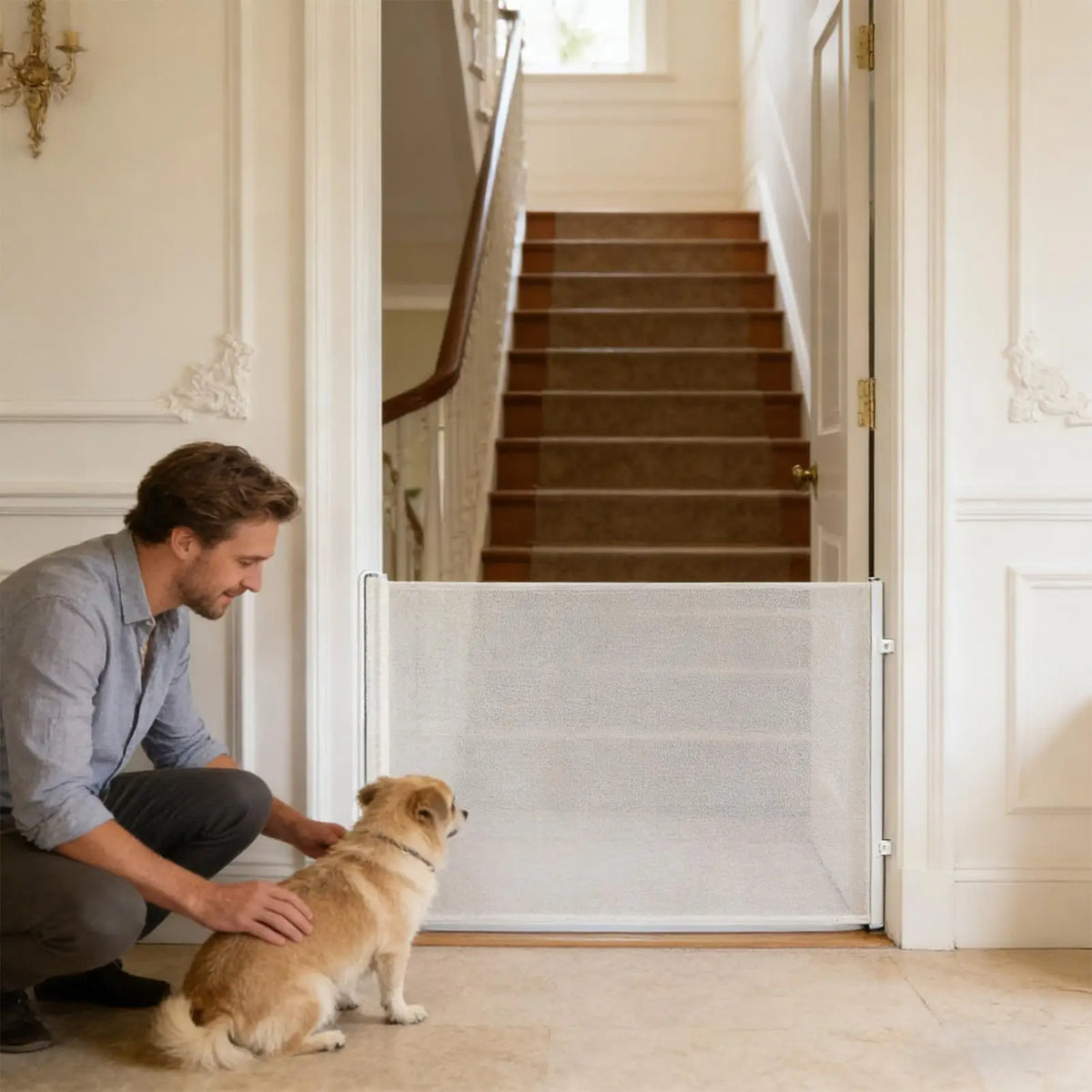 Retractable Dog Gate No Drill – Stairs, Doorways & Terraces