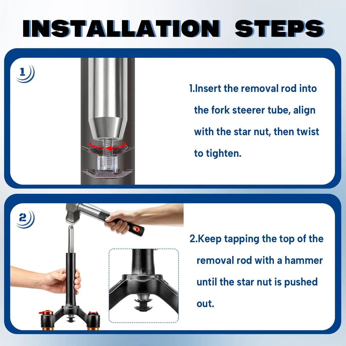 Bicycle Fork Star Nut Removal & Installation Tool Set MTB
