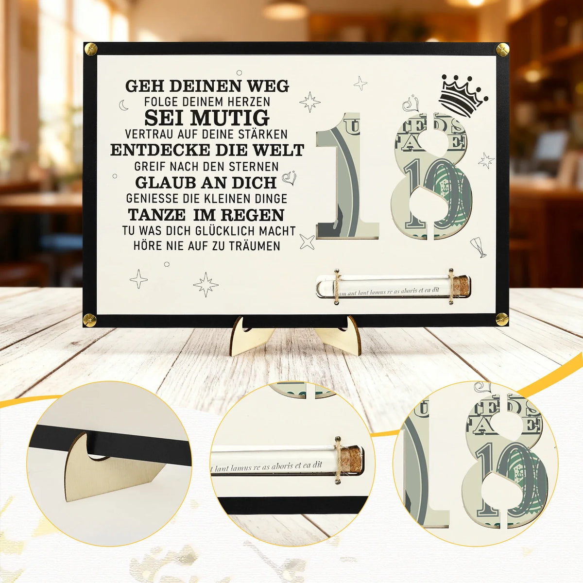 Wooden Money Gift Frame – 18th Birthday Present for Boy or Girl