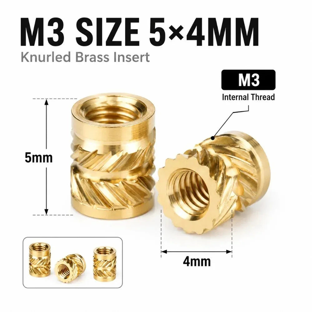 M3 Brass Heat Set Insert Nuts 5×4mm for 3D Printing & DIY