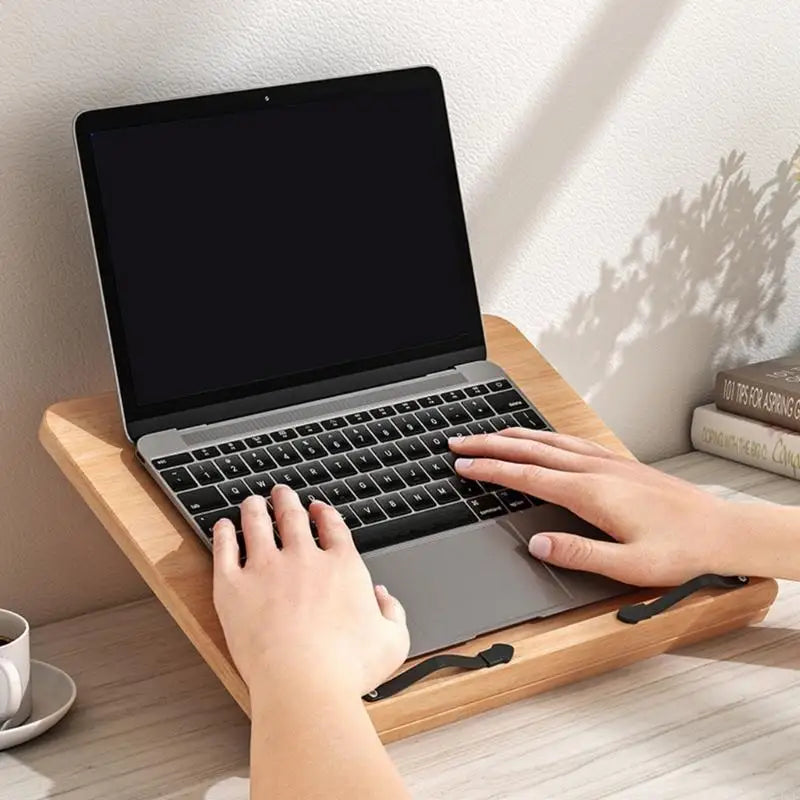 Wooden Laptop & Reading Stand | Non-Slip, Multi-Angle, Foldable