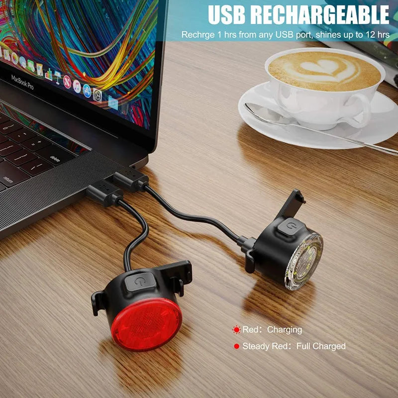 BUCKLOS USB Rechargeable LED Bike Light – Front & Rear Lamp