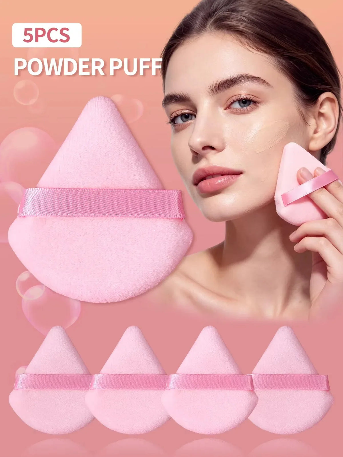Triangle Makeup Puff with Ribbon Strap – Soft Powder Puff