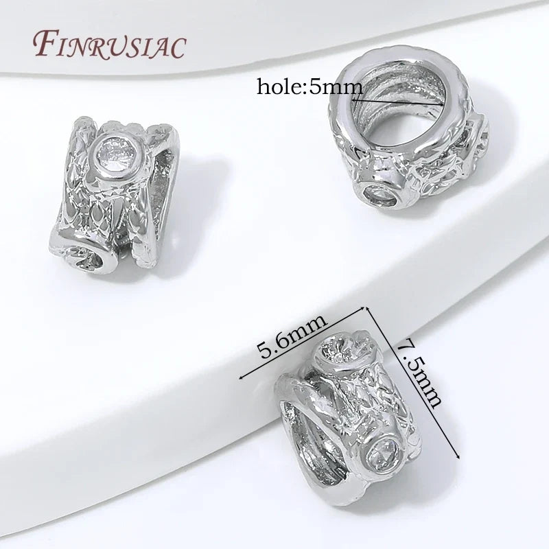 18K Gold Plated Zircon Oval Charm & Spacer Beads | DIY Jewelry