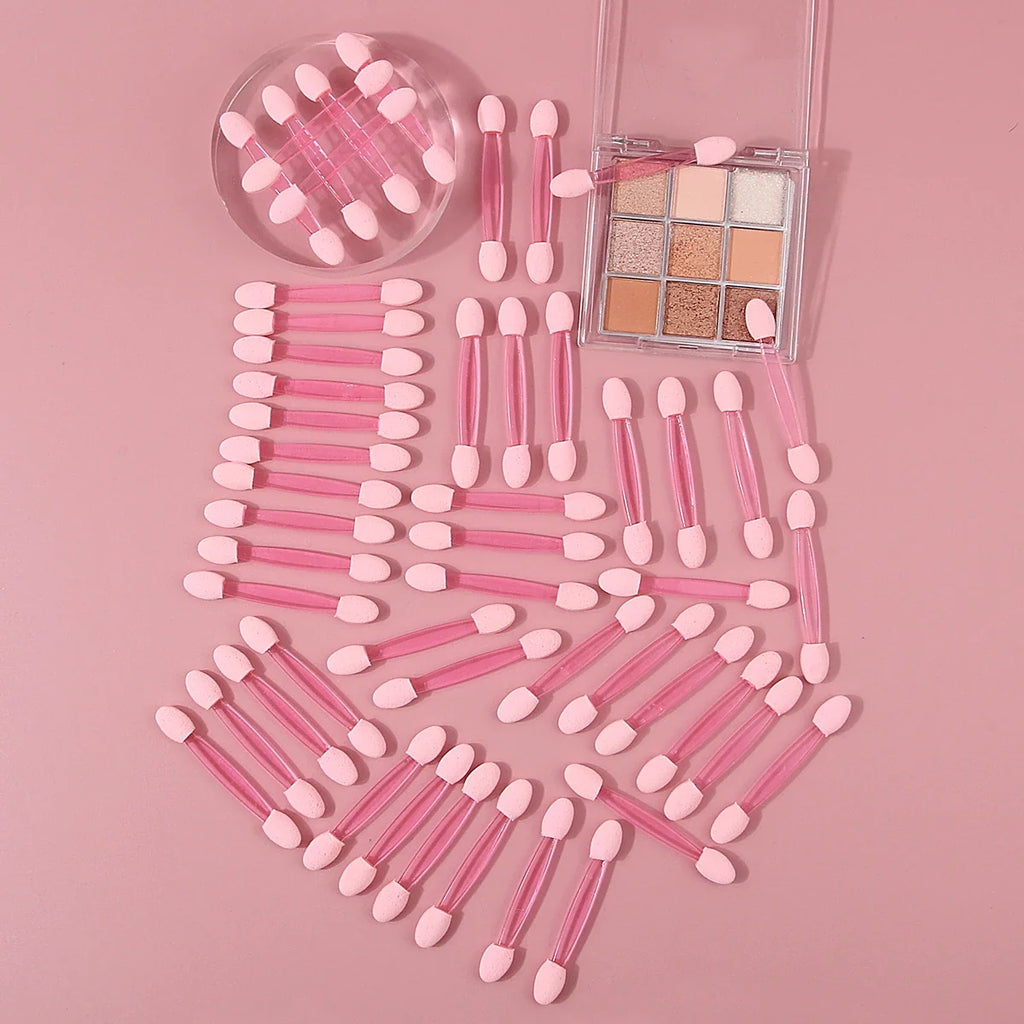 50pcs Pink Double-Ended Eyeshadow Applicator Sponge Sticks