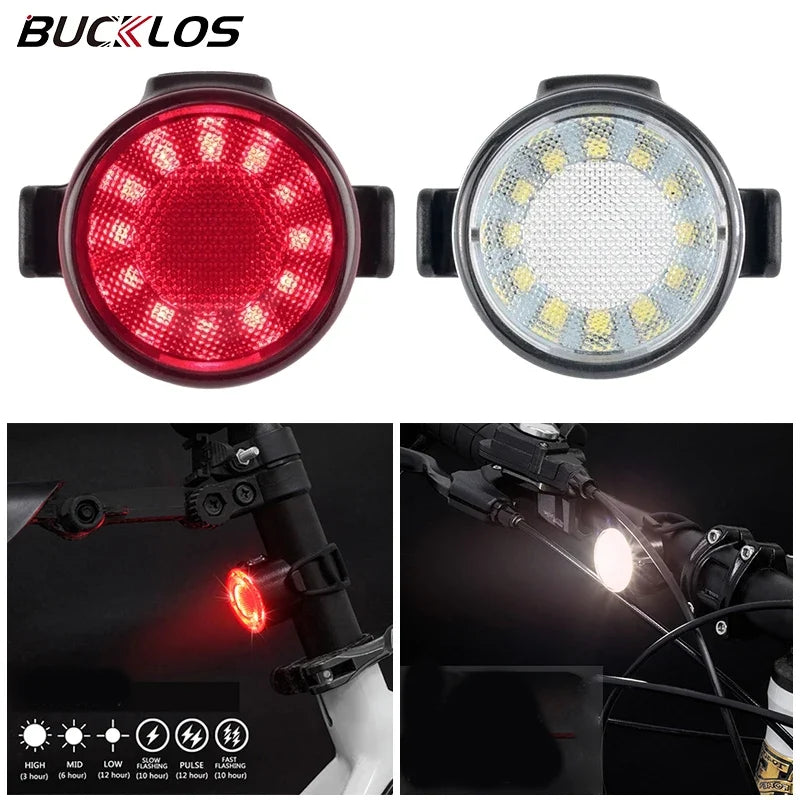 BUCKLOS Front & Rear Bike LED Light Set – USB Rechargeable