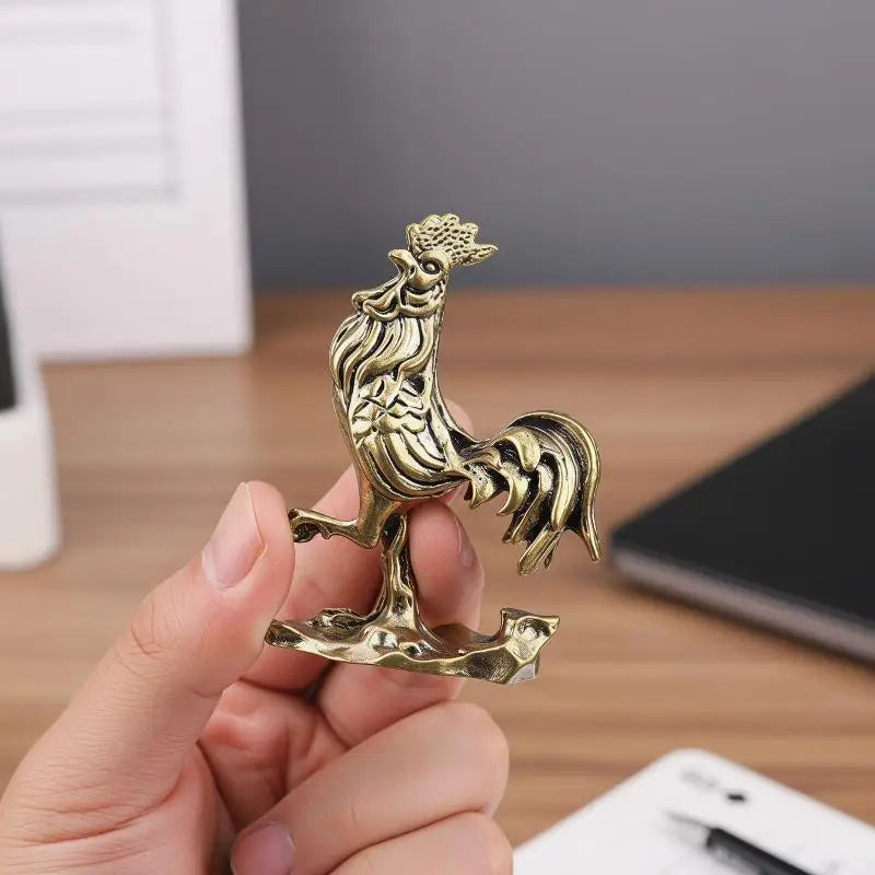 Brass Metal Rooster Figurine – Feng Shui Good Luck Statue