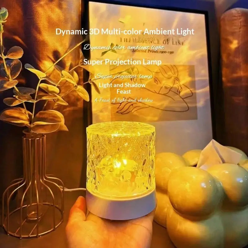 3D Water Ripple Projector Night Light – Ambient Bedroom Lamp