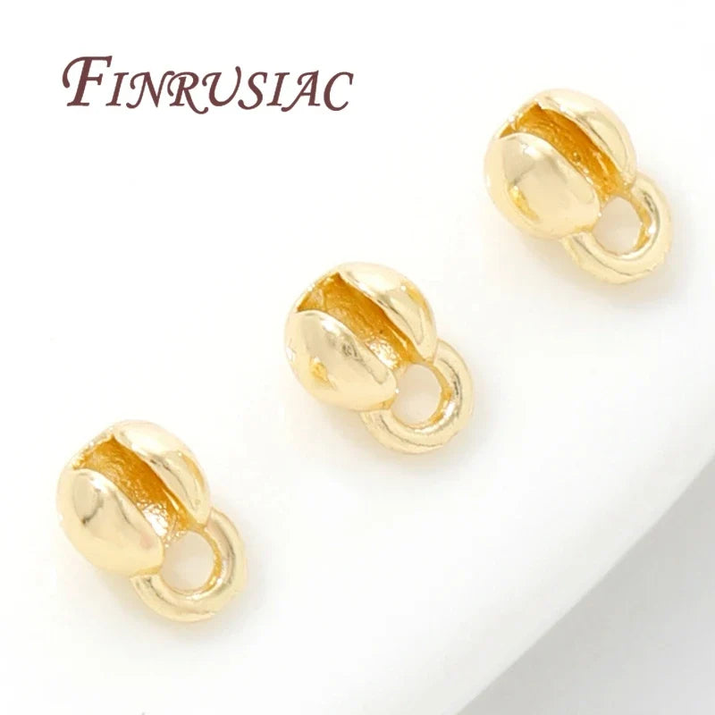 18K Gold Plated Brass Crimp Beads & Ball Chain Connectors DIY