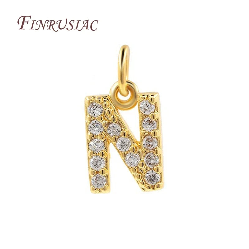 18K Gold Plated Zircon Letter Pendants A-Z Alphabet Charms