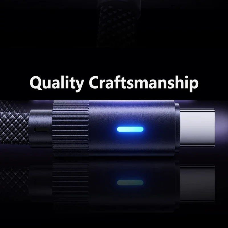 90° Dual USB-C Fast Charging Cable | 6A Flat Braided iPhone & Android