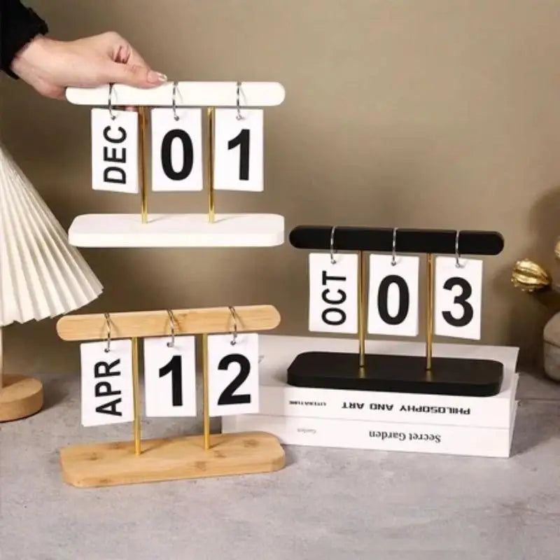 Flip Perpetual Desk Calendar – Minimalist ABS Desktop Ornament