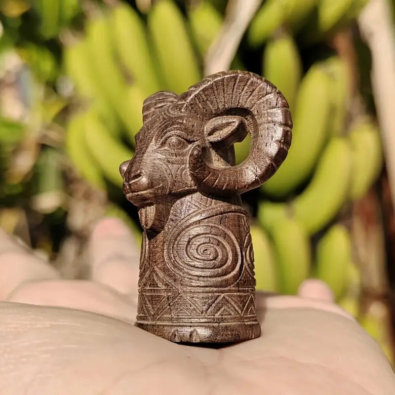 Hand-Carved Wooden Sheep Totem Figurine – Home Décor Gift