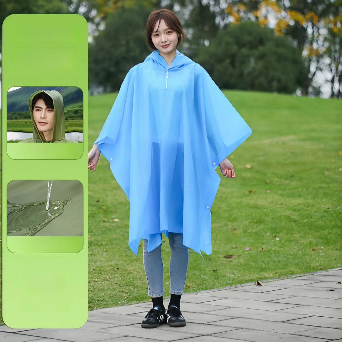 3-in-1 Waterproof Rain Poncho – Cape, Ground Mat & Tarp