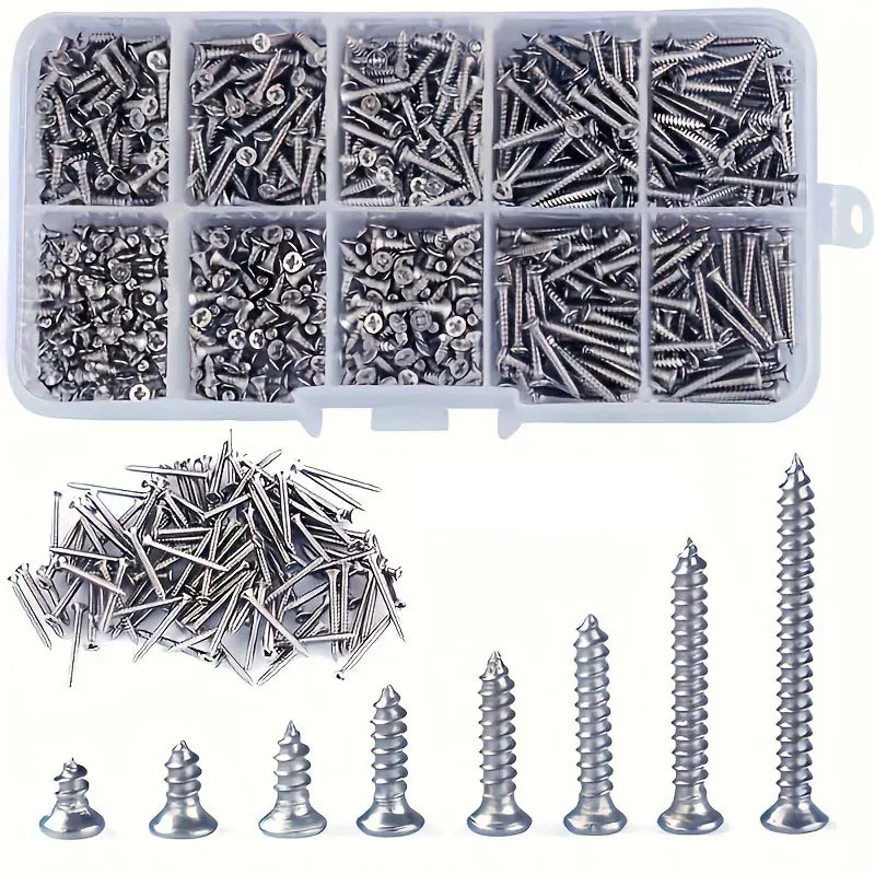 400pcs Self-Tapping Wood Screws Assortment Kit – Carbon Steel
