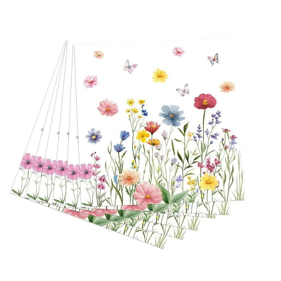 Wildflower Disposable Party Tableware – Plates, Cups & Napkins Set