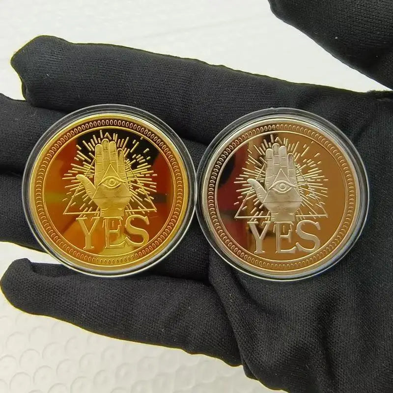 Vintage Yes/No Decision Coin – Antique Bronze Metal Collectible