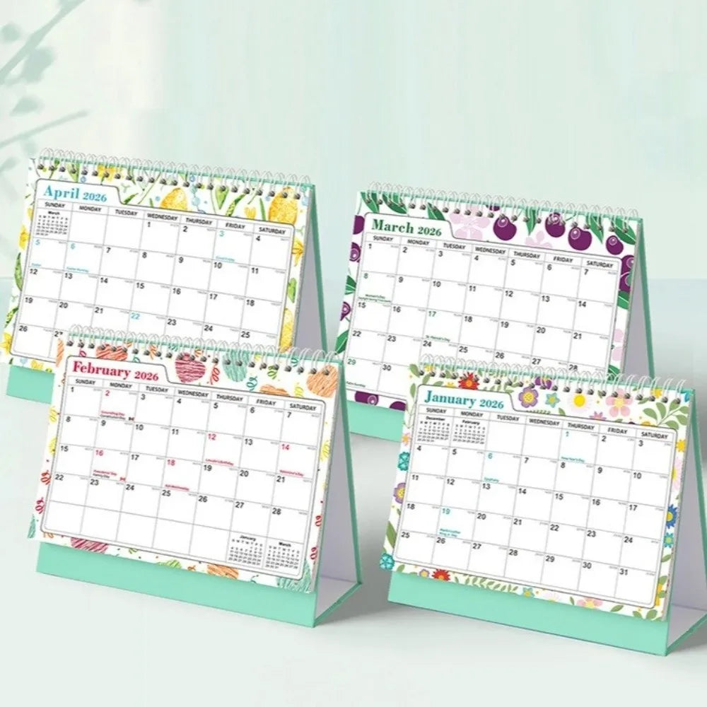 Cactus Desk Calendar 2026–2027 Small Flip Monthly Planner