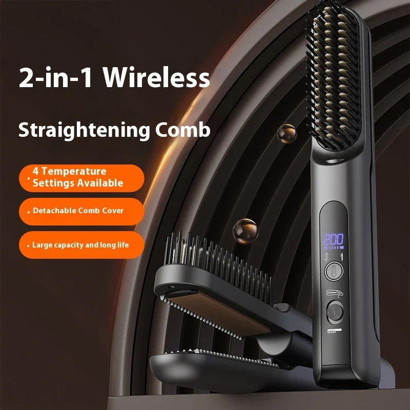 Wireless Hair Straightening Brush – Cordless Mini Styler