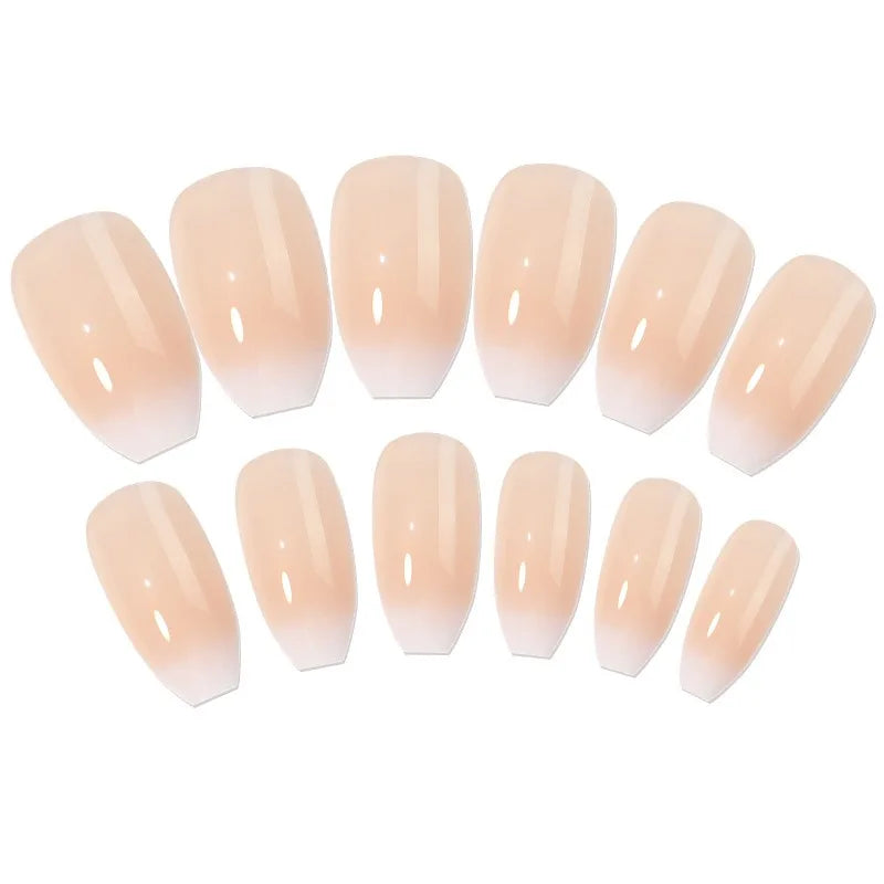 French Ombré Press-On Nails with Rhinestones, L Size 24Pcs – Nixie