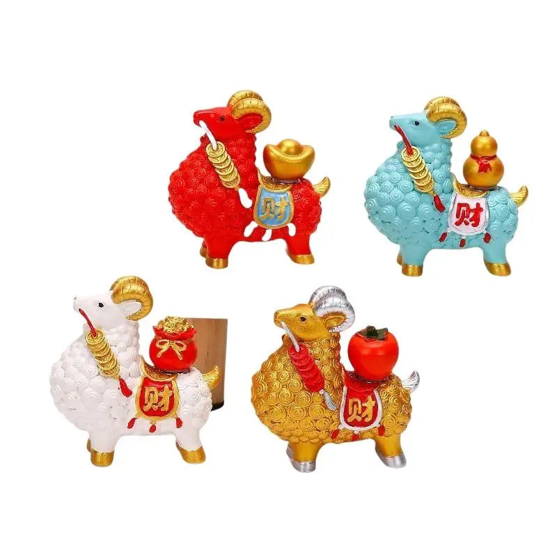 Feng Shui Golden Goat Statue Chinese Zodiac Wealth Figurine