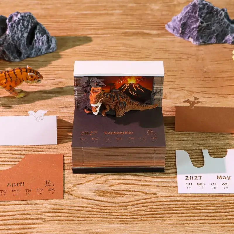 2027 LED Desk Calendar – 3D Paper Carving Art Tear-Away Notepad