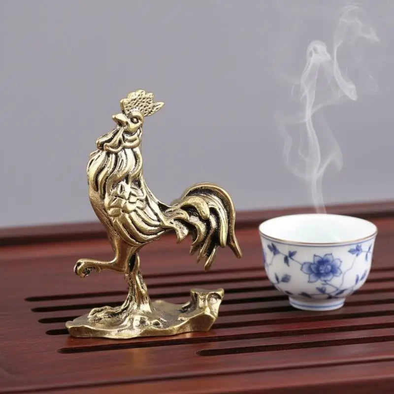 Brass Metal Rooster Figurine – Feng Shui Good Luck Statue