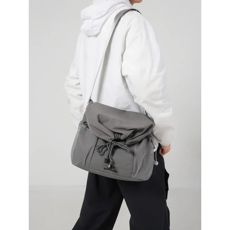 Nixie Drawstring Crossbody Bucket Bag – Large Capacity Nylon