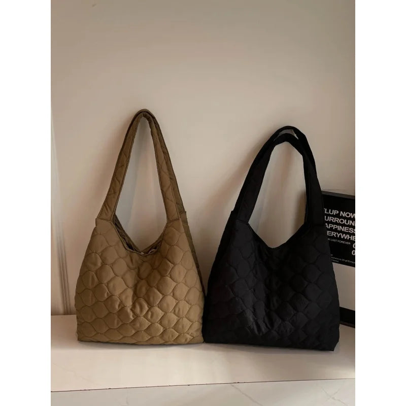 Nixie Quilted Tote Bag – Korean Style Large Shoulder Bag