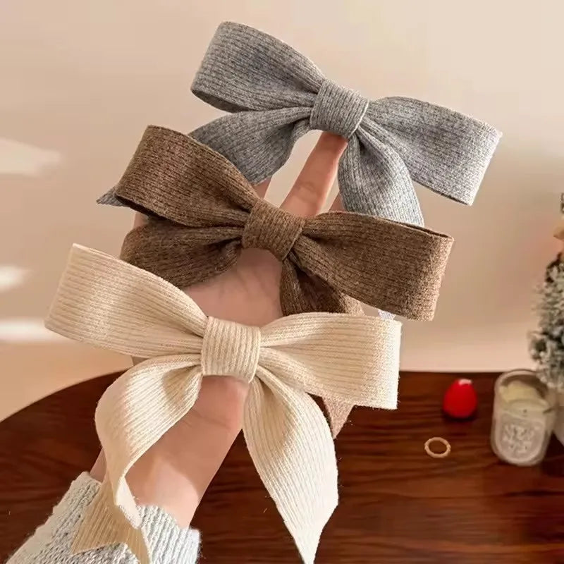 Korean Knitted Bow Hair Clip – Sweet Duckbill Hairpin for Women