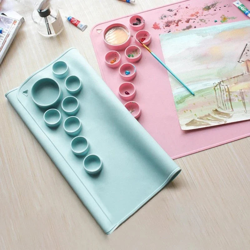 Silicone Art Painting Pad 23.6x15.7" | Palette & Brush Rest