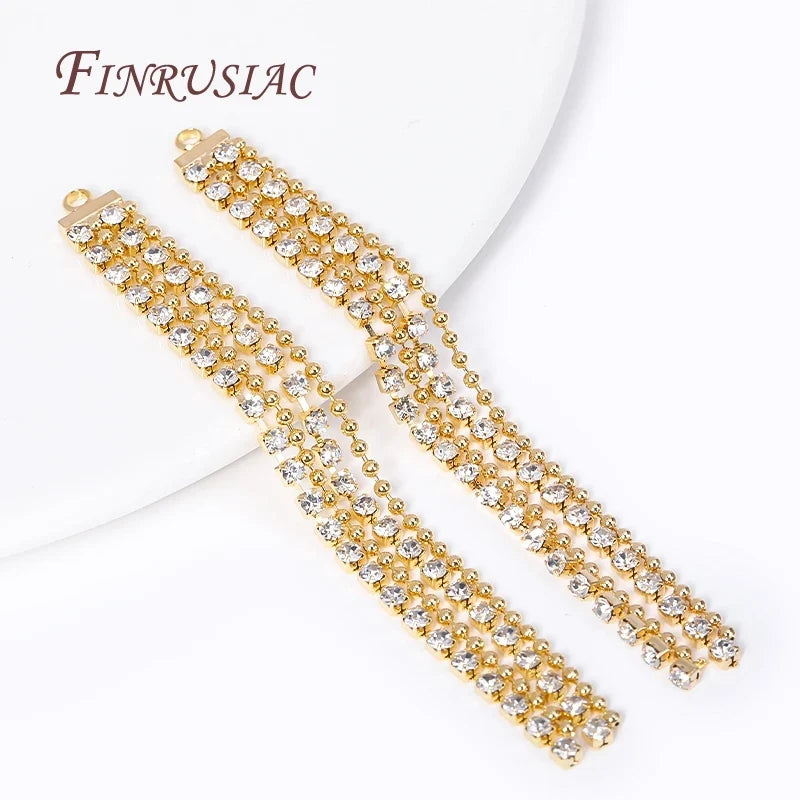 18K Gold Plated Rhinestone Tassel Pendant – DIY Earring Finding