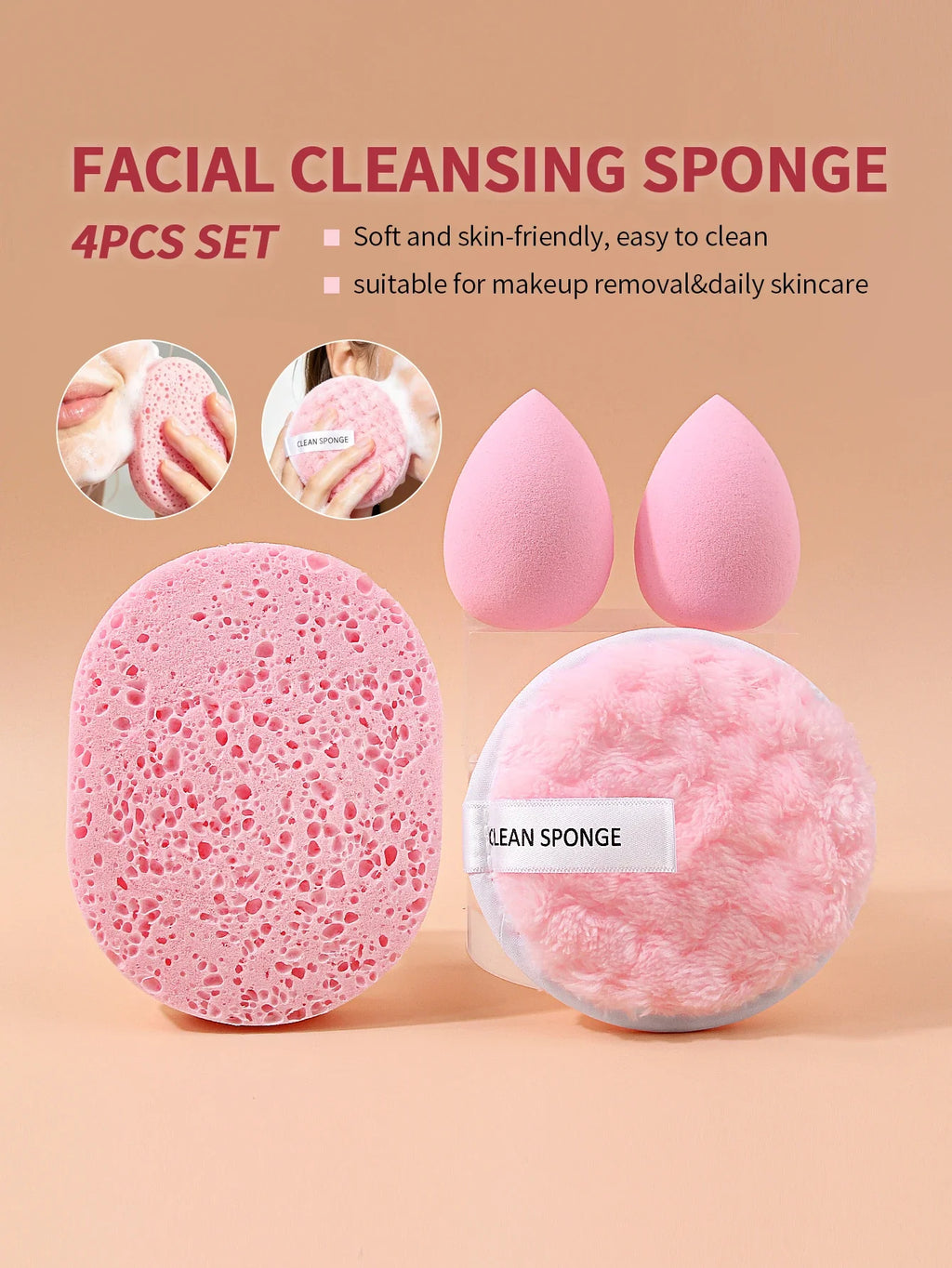 4-Piece Makeup Sponge Puff Set – Foundation & Cleansing