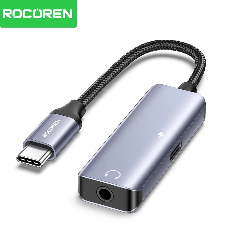 Rocoren USB-C to 3.5mm Audio Adapter with 36W PD Charging