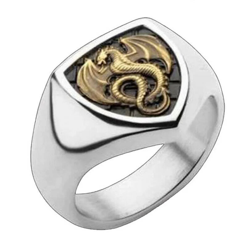 Vintage Dragon Crystal Ring Zinc Alloy Silver | Sizes 6–11